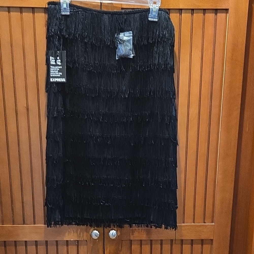 Express Black Fringe Mini Dress